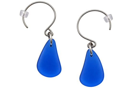 Cultured Sea Glass Earrings Periwinkle