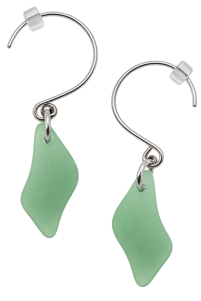Cultured Sea Glass Earrings Green