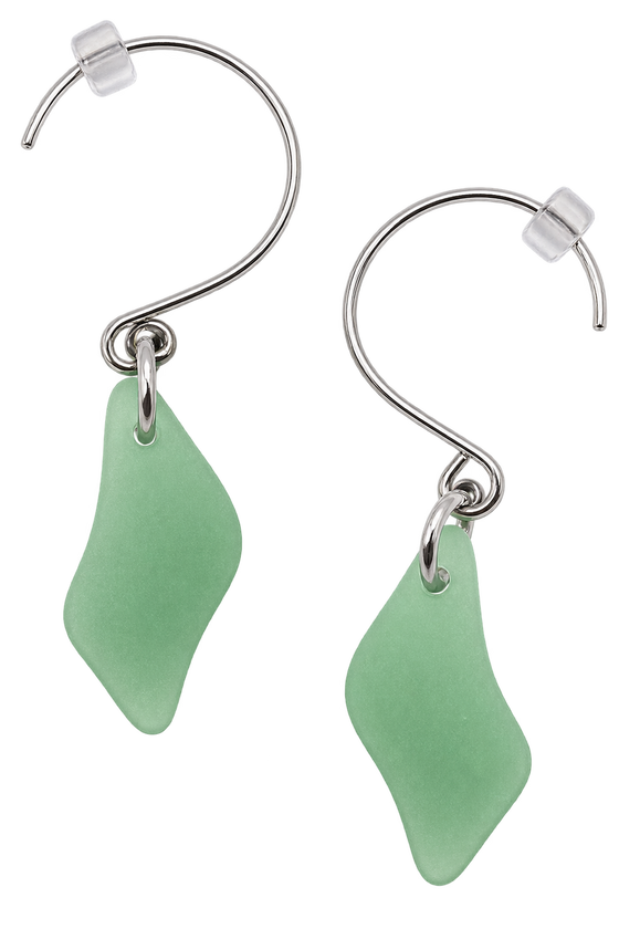 Cultured Sea Glass Earrings Green