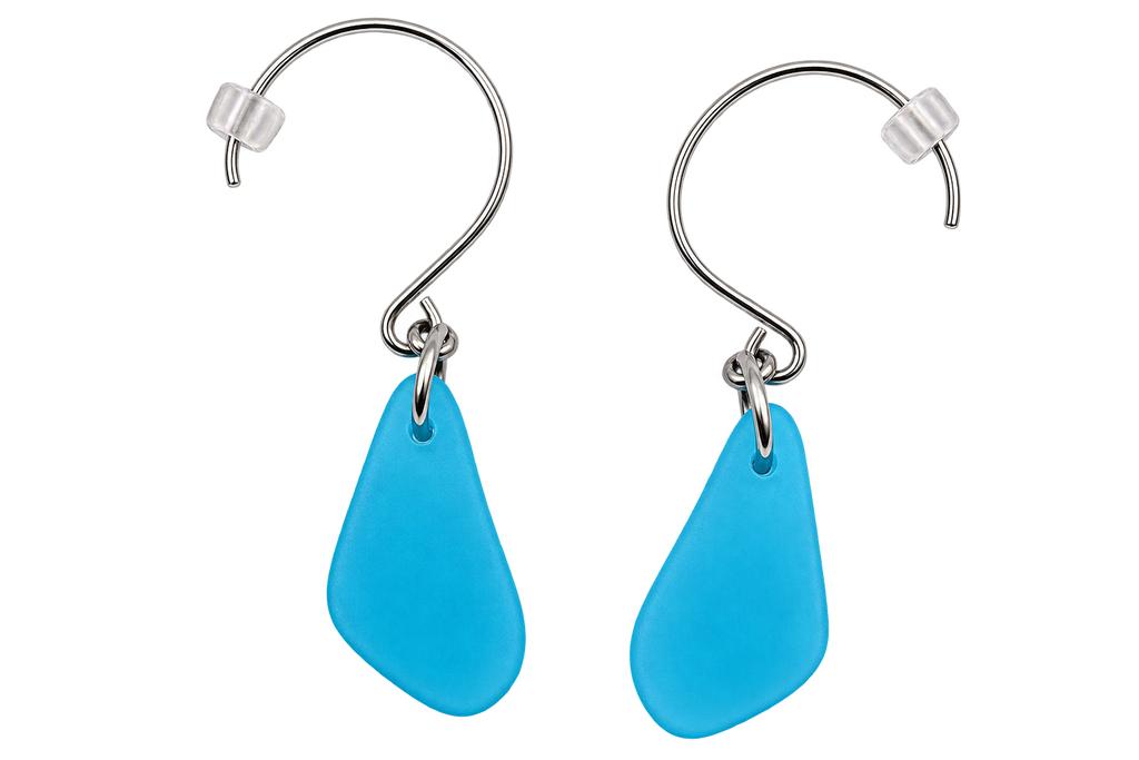 Cultured Sea Glass Earrings Light Blue