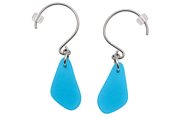 Cultured Sea Glass Earrings Light Blue