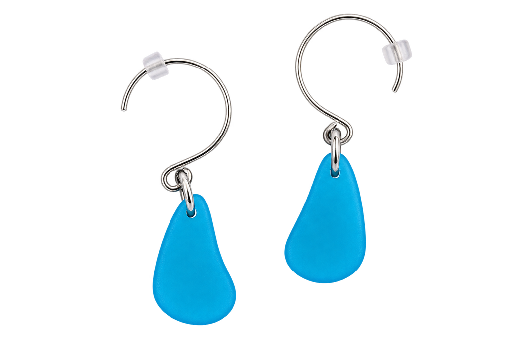 Cultured Sea Glass Earrings Blue