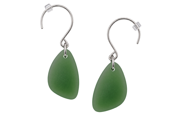 Cultured Sea Glass Earrings Green