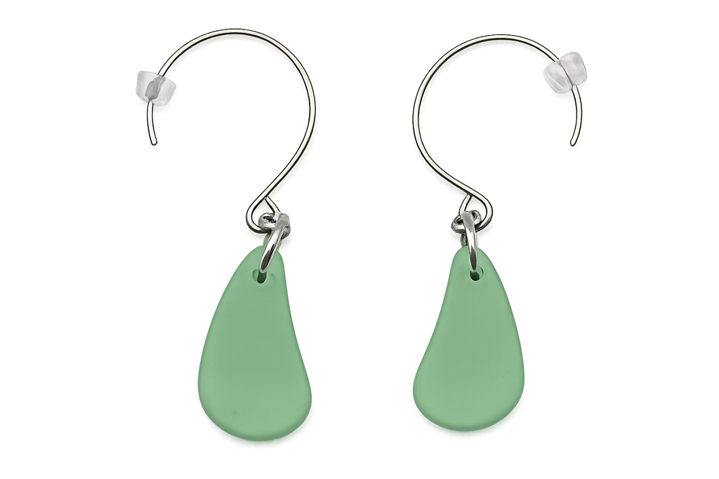 Cultured Sea Glass Earrings Green