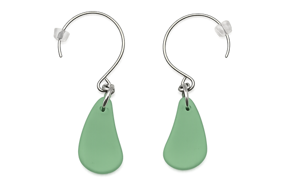 Cultured Sea Glass Earrings Green