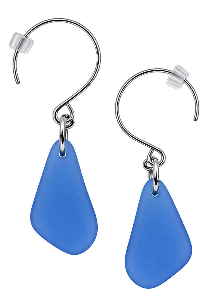 Cultured Sea Glass Earrings Periwinkle