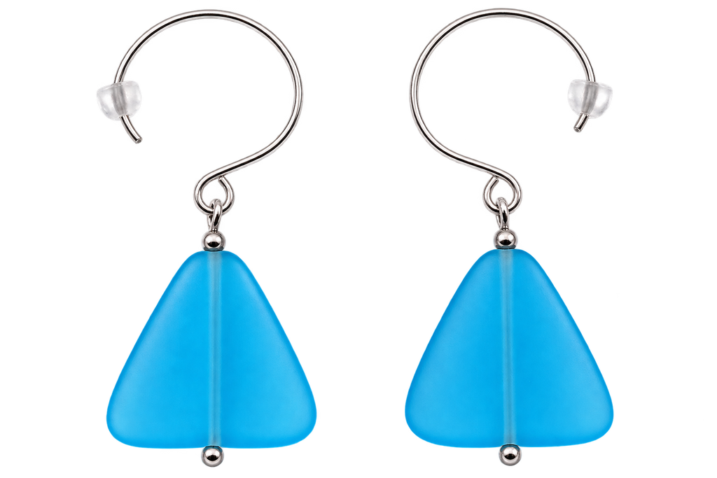 Cultured Sea Glass Earrings Blue