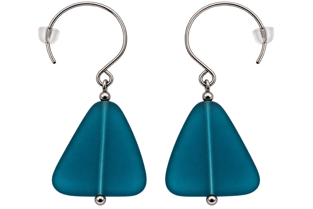 Cultured Sea Glass Earrings Navy