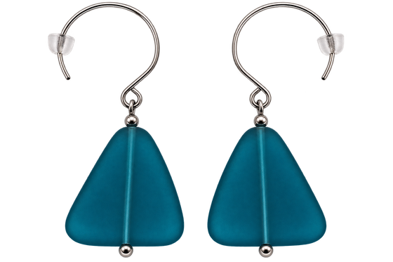 Cultured Sea Glass Earrings Navy
