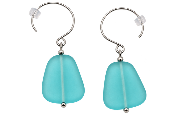 Cultured Sea Glass Earrings Turquoise