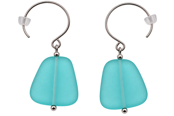 Cultured Sea Glass Earrings Turquoise
