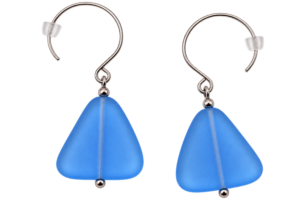 Cultured Sea Glass Earrings Periwinkle