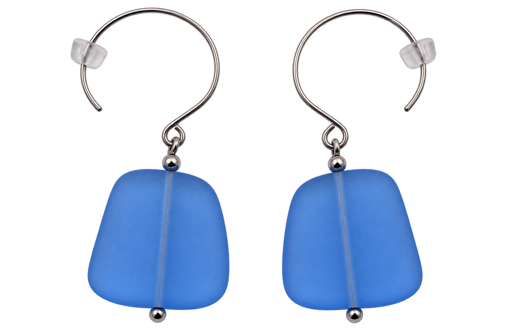 Cultured Sea Glass Earrings Periwinkle