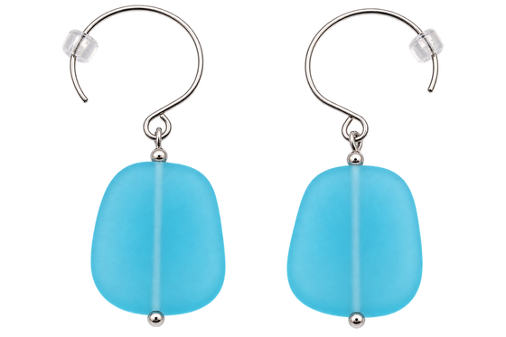 Cultured Sea Glass Earrings Light Blue