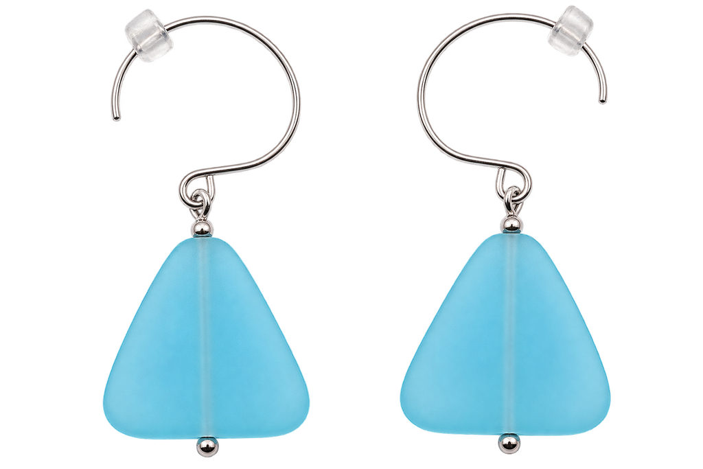 Cultured Sea Glass Earrings Light Blue