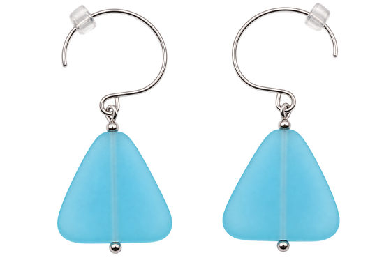 Cultured Sea Glass Earrings Light Blue