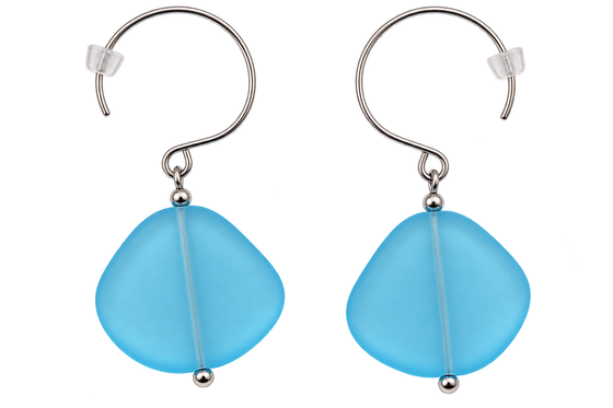 Cultured Sea Glass Earrings Light Blue