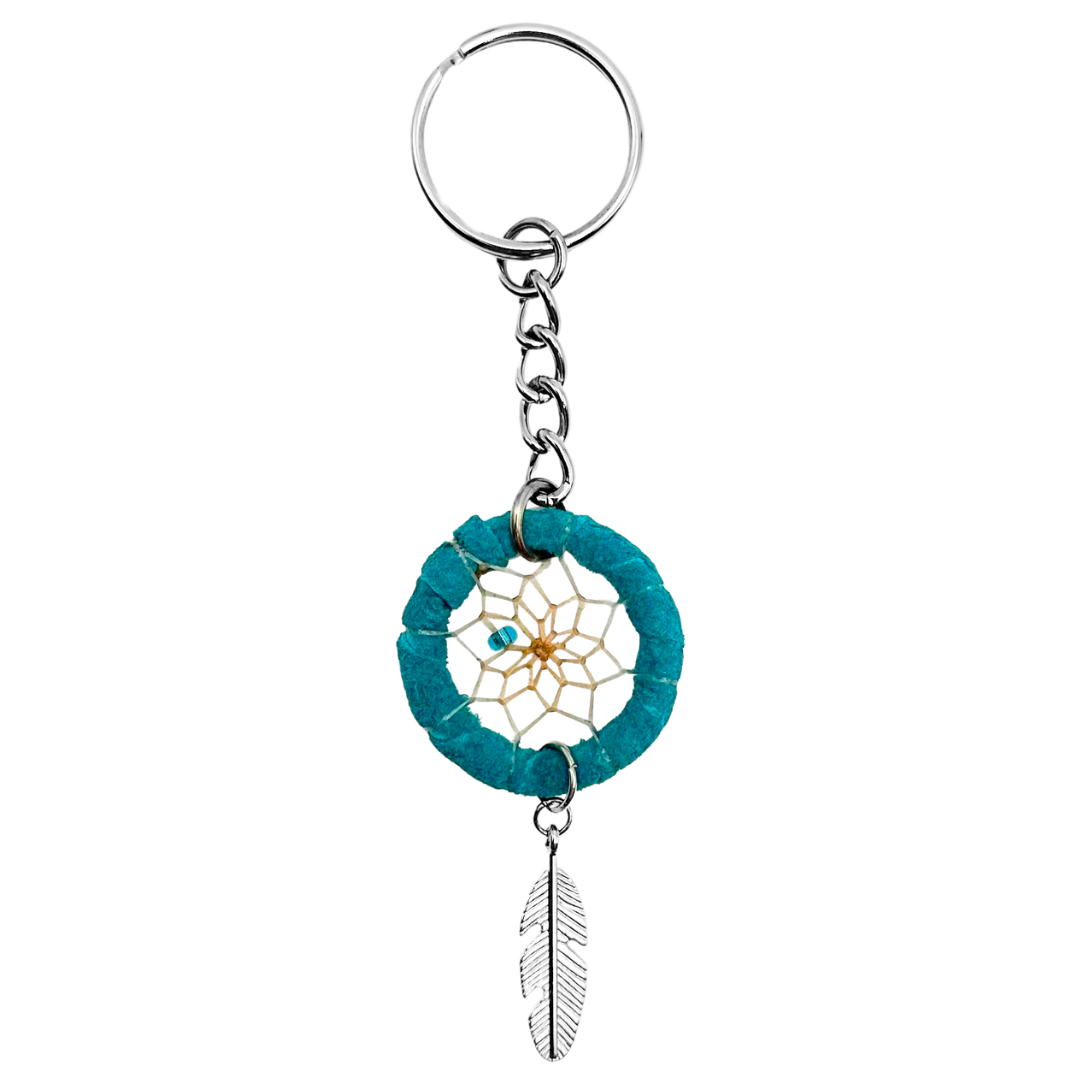First Nations Dream Catcher Keychain Turquoise