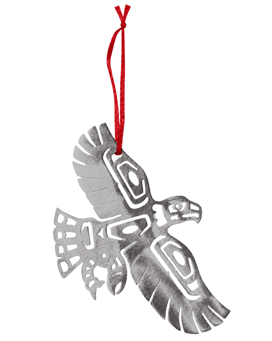 Brushed Steel First Nations Eagle Ornament