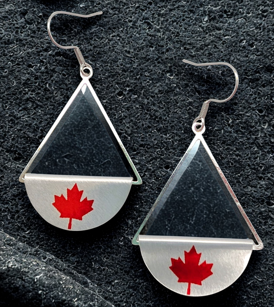 Dangle Silver and Red Earrings