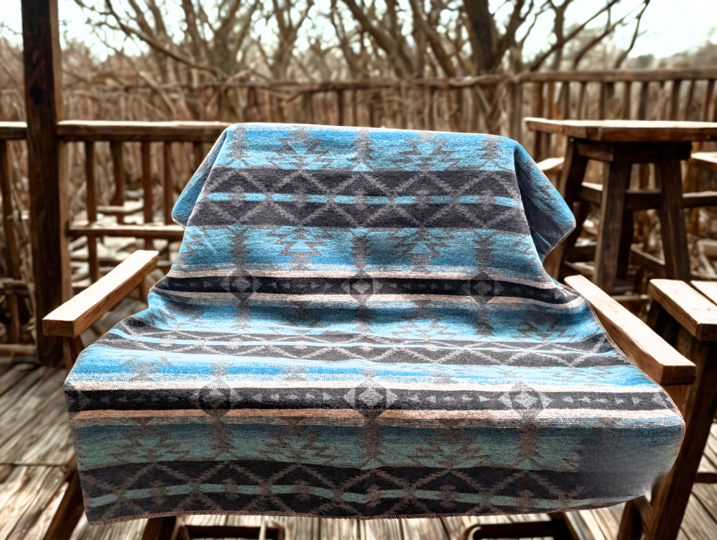 First Nations Throw Blanket - Blue Arrow