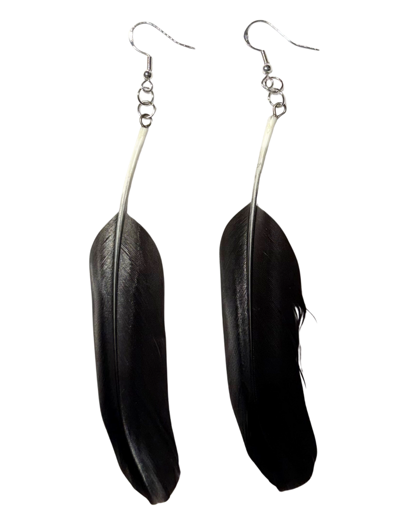 Ptarmigan Feather Earrings - Black