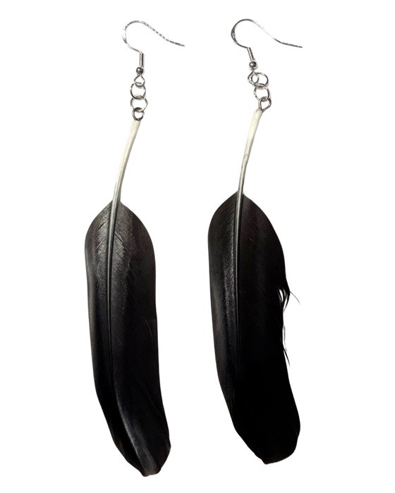 Ptarmigan Feather Earrings - Black