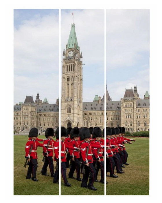 Triptych bookmark of Parliament hill and changing of the guard.