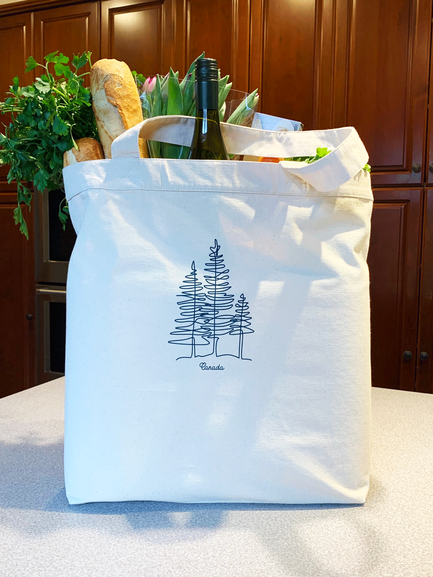 Large Canada Canvas Tote Bag Trees