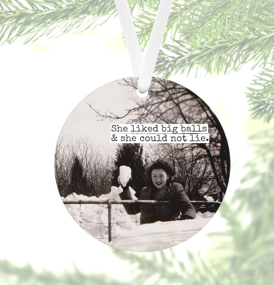 Funny Snowball Round Ornament