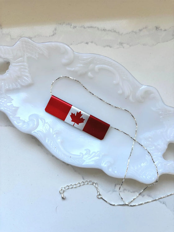 Reversible Red Flag Bar Necklace