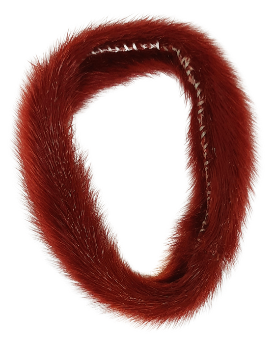 Women's bracelet made of red sealskin fur and leather to fit a medium adult wrist.