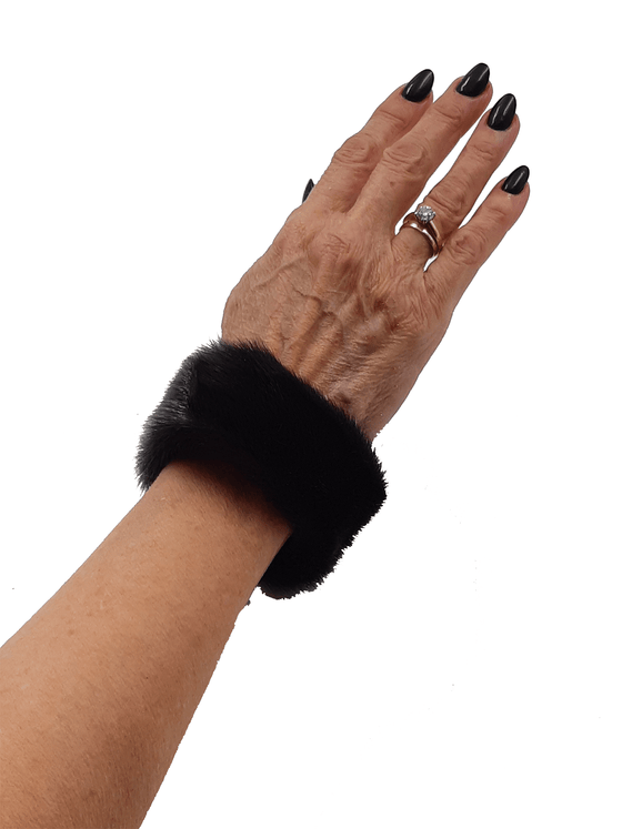 black sealskin bracelet on model.