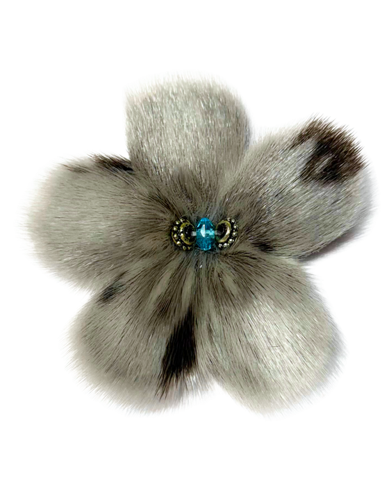 Sealskin Flower Brooch