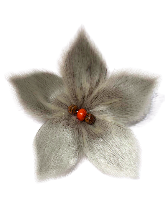 Sealskin Flower Brooch