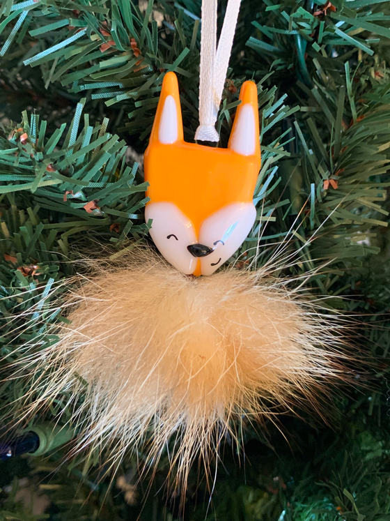 Furry Glass Fox Ornament