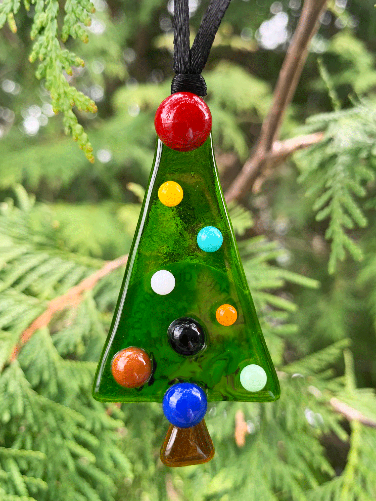 Fused Glass Christmas Tree Ornament - Main Image