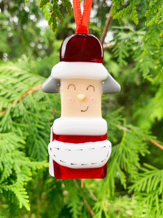Fused Glass Mrs. Claus Ornament