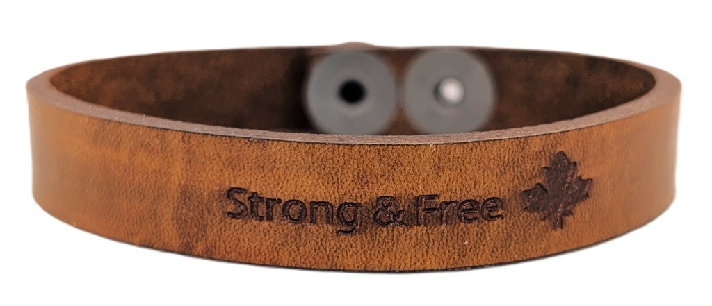 Leather "Strong & Free" Bracelet