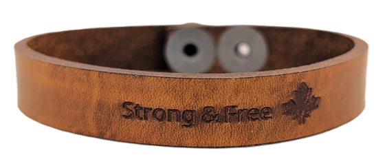 Leather "Strong & Free" Bracelet