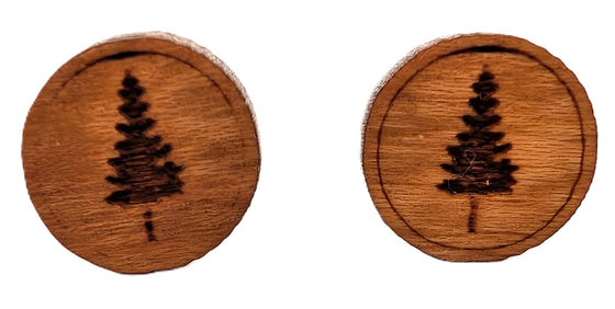 Wooden Trees Stud Earrings