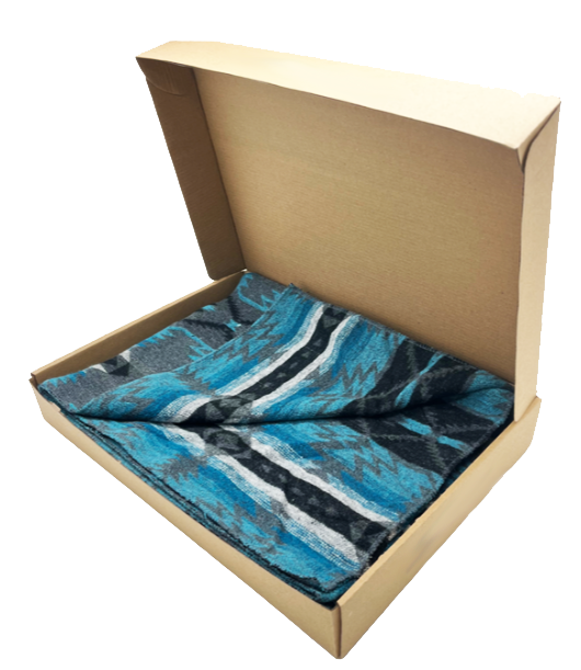 First Nations Throw Blanket - Blue Arrow