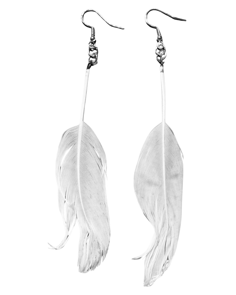 Ptarmigan Feather Earrings - White