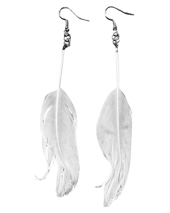 Ptarmigan Feather Earrings - White