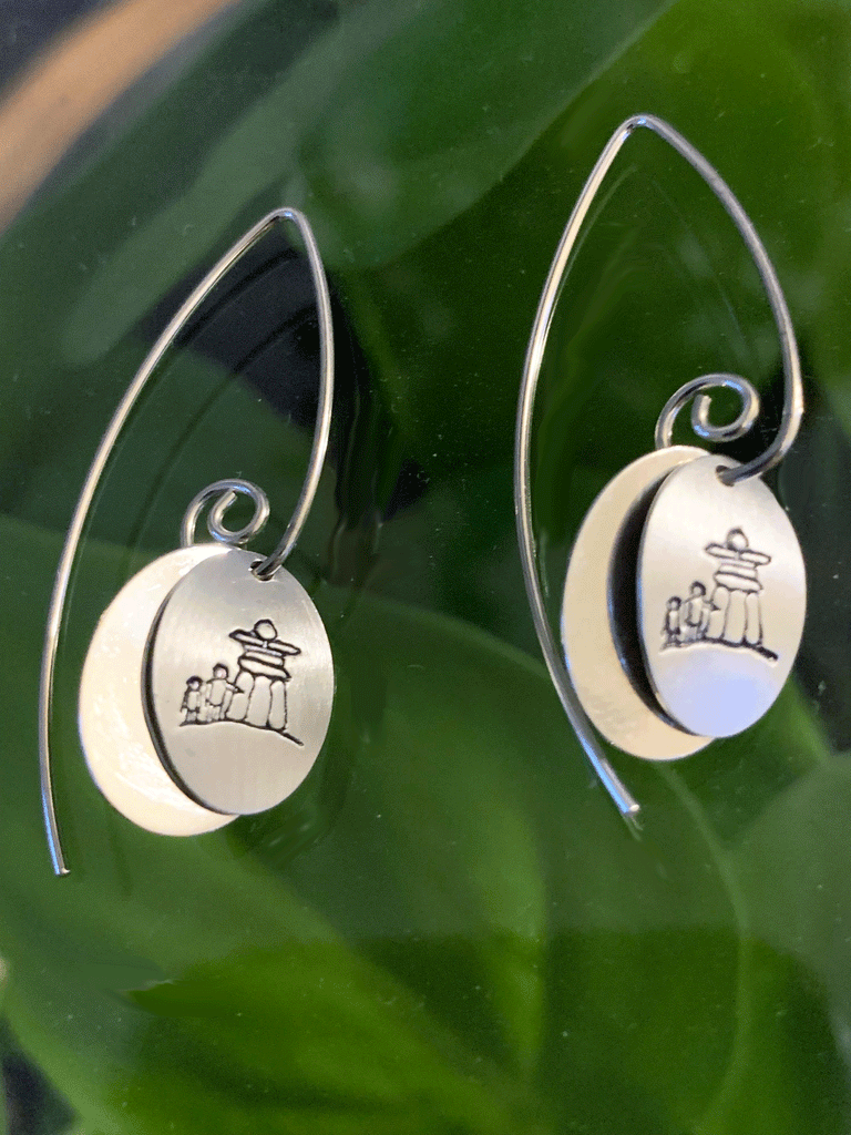 Silver Inukshuk Earrings - Double