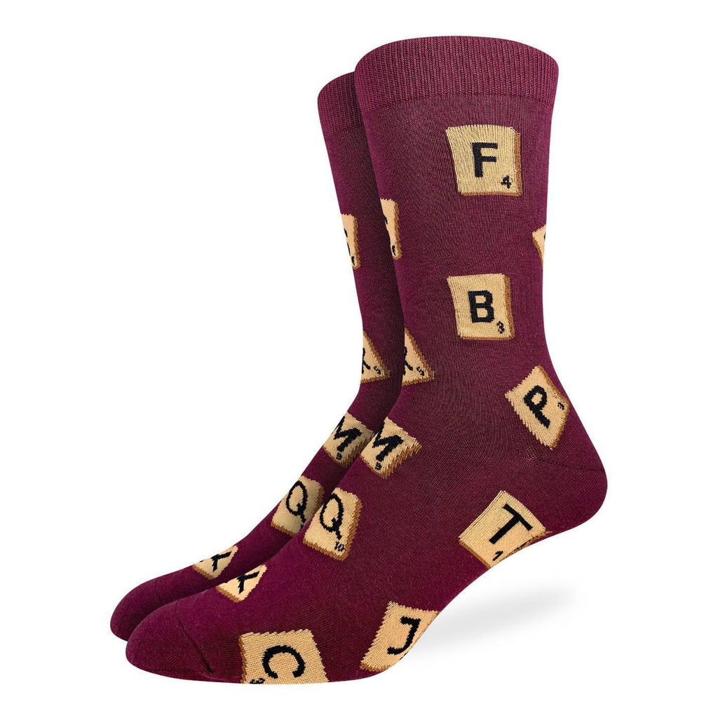 These maroon coloured socks are ready to bestow linguistic excellence on whoever wears them. Featuring several letter tiles, these socks are perfect for scrabble lovers. 85% Cotton, 10% Polyester, 5% Spandex