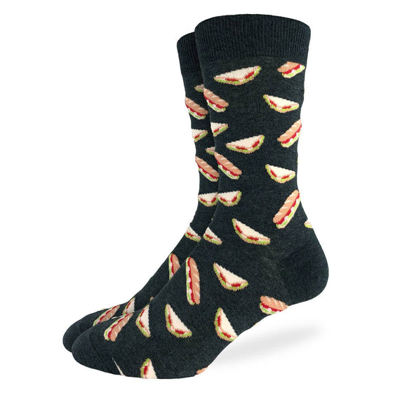 These fun socks feature tasty BLT sandwiches on a black background. Spandex added to the 85% cotton blend gives the socks the perfect amount of stretch to hug your feet.