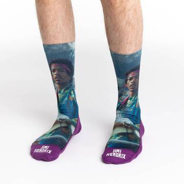 Jimi Hendrix is Widely considered to be the best guitar player in history. Whether you're shredding a sick Stratocaster or strumming a soulful Taylor, these socks are sure to help you channel your inner guitar hero. 48% Polyester, 45% Cotton, 5% Elastic, 2% Spandex
