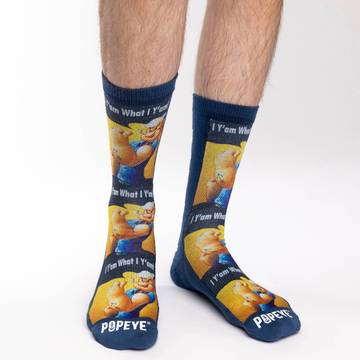 The Popeye character has been around for over 90 years to date. Bring back some old fashioned entertainment and statement with these satirical socks. 48% Polyester, 45% Cotton, 5% Elastic, 2% Spandex