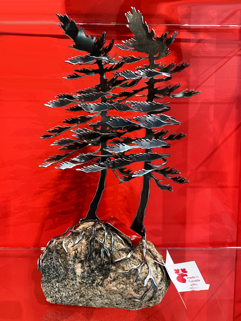 Windswept Pine & Canoe Sculpture